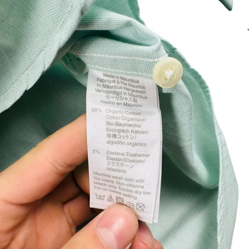 J Crew Shirt Men's XL Organic Cotton Classic Fit Mint‎ Green Button Down Stretch